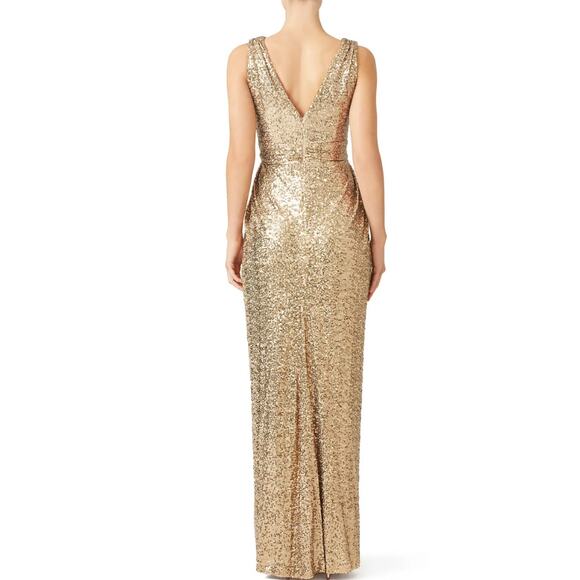 Badgley Mischka Gold Sequin Midi Dress - Picture 4 of 4